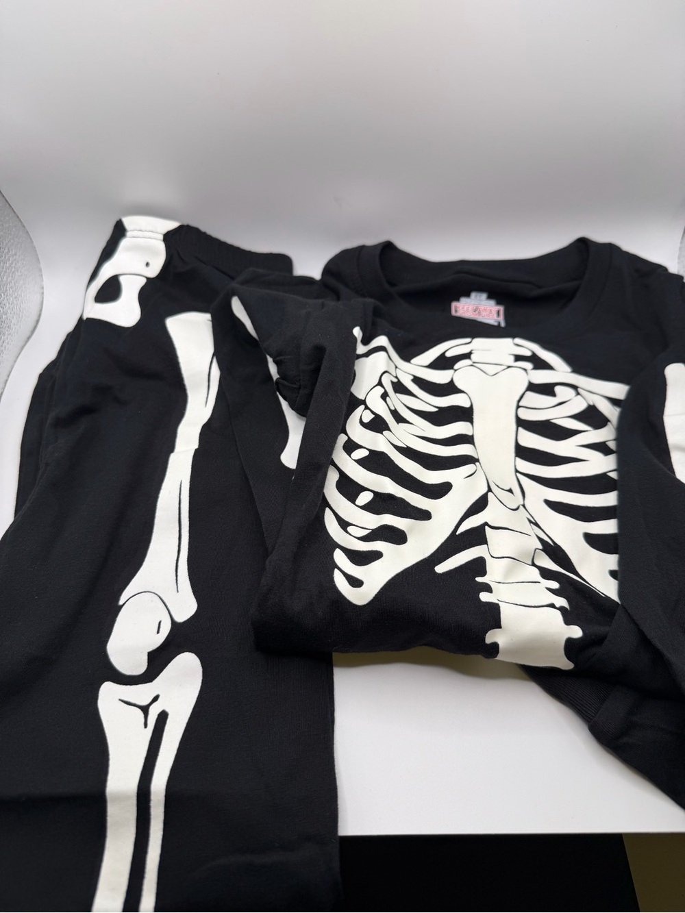 Skeleton Print Black Pajama Set
